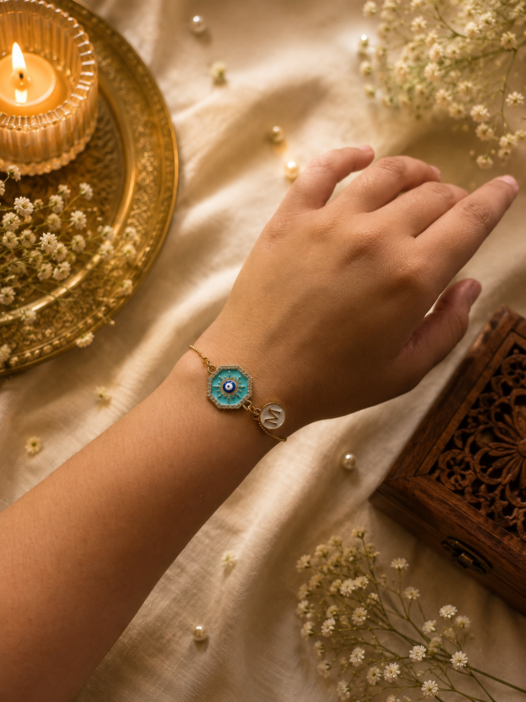 Evil eye with initial bracelet 🧿