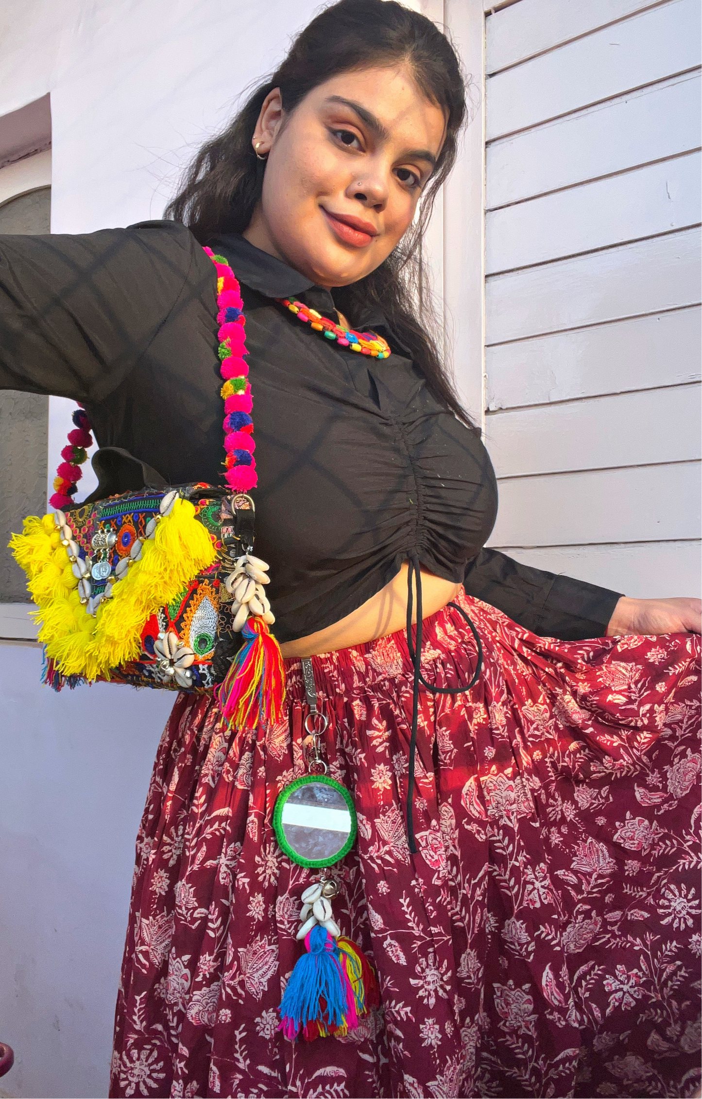 KUSHA -“HUES OF SUNSHINE” the bohemian box-pouchette bag with heavy work belt ✨