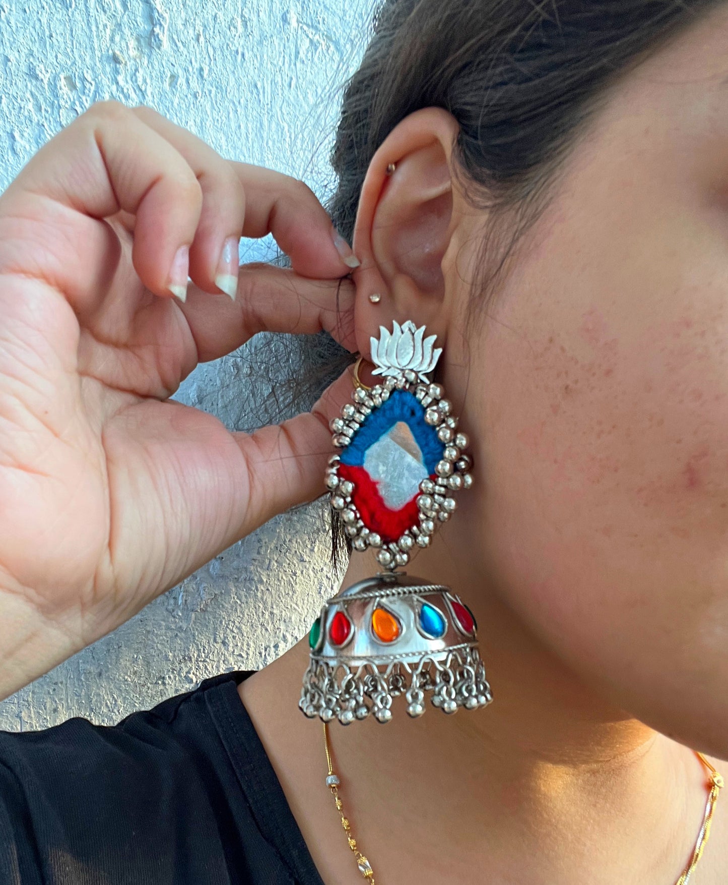 AMREEZ - Real mirror work jhumka earrings ✨