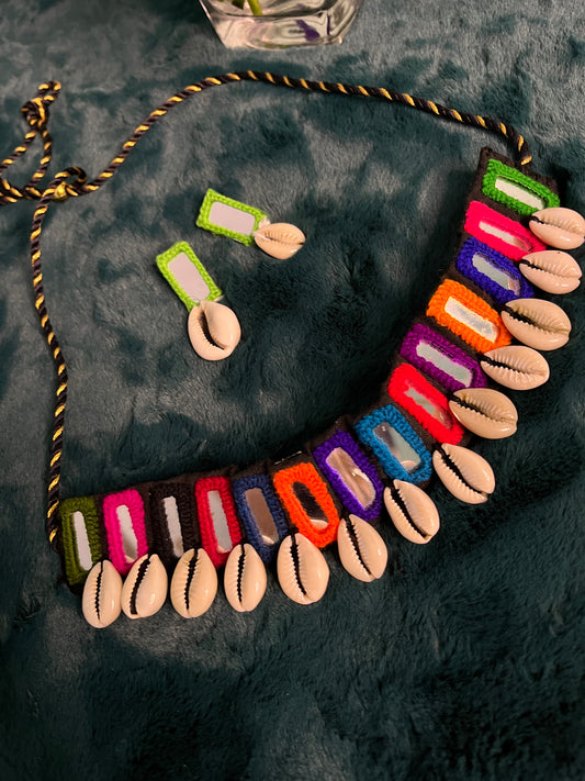 JHANVI MIRROR WORK CHOKER and RING COMBO