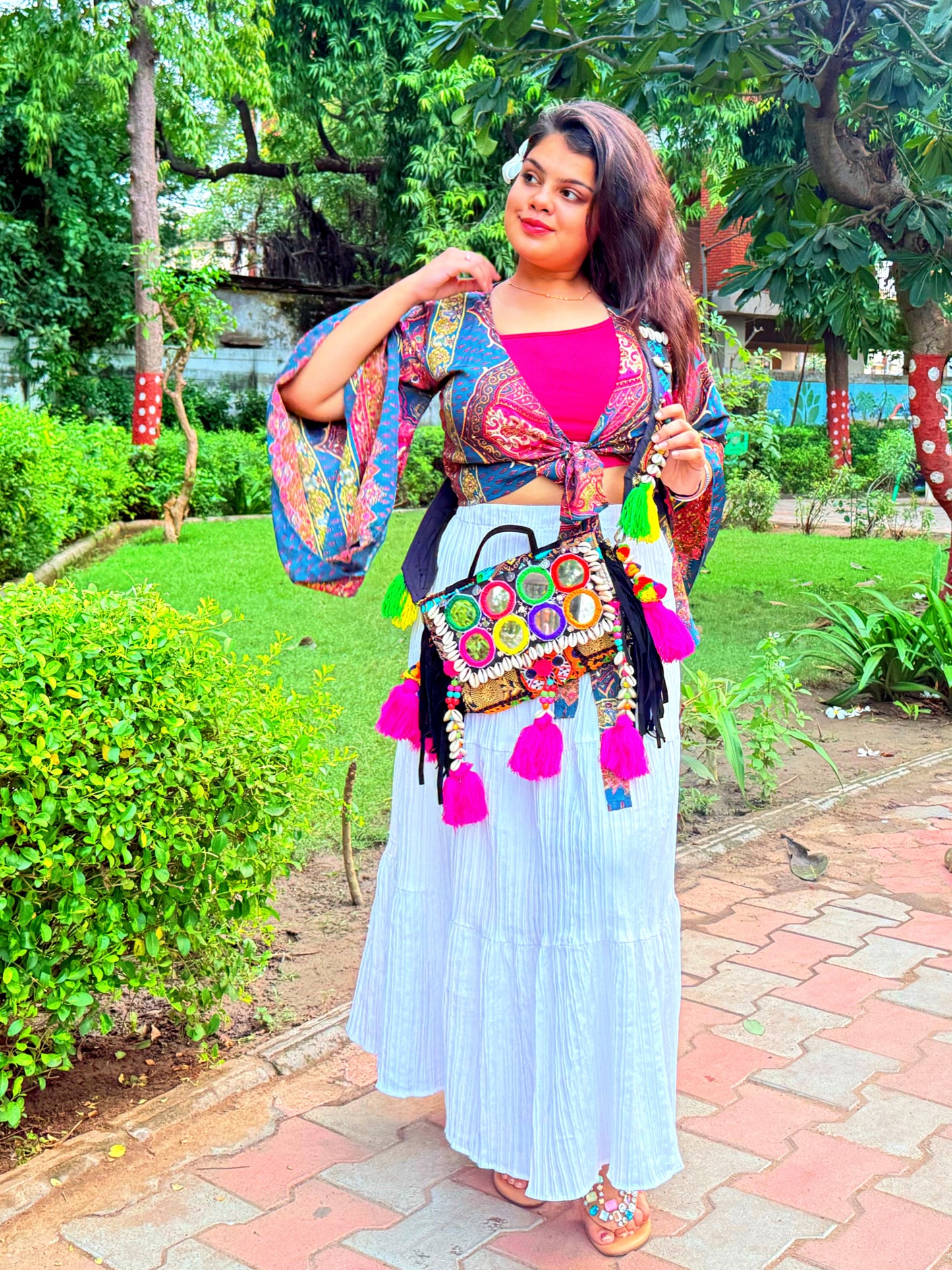 SITARA SAAZ BLACK ✨ BANJARA BOHO SLING BAG WITH BELT