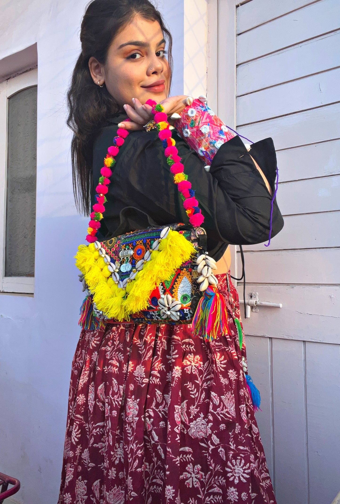 KUSHA -“HUES OF SUNSHINE” the bohemian box-pouchette bag with heavy work belt ✨