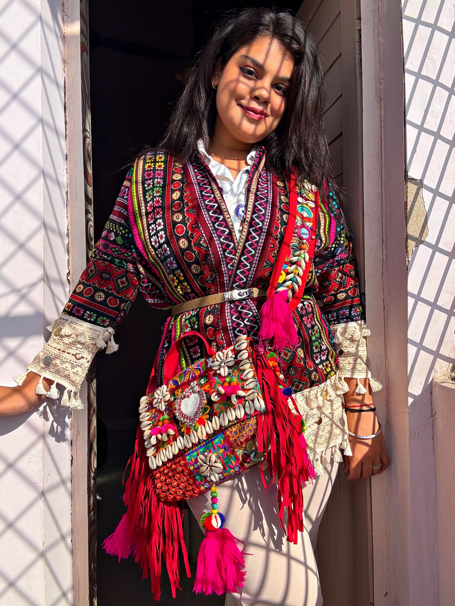 GULABI ISHQ 💓- BOHO BAG WITH HEAVY WORK BELT