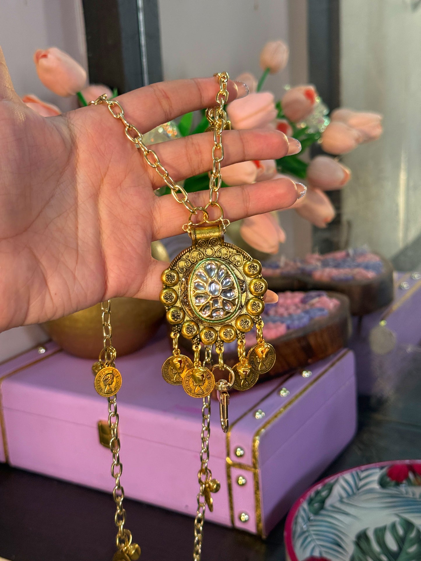 Ethnic Phone Sling Strap - Golden
