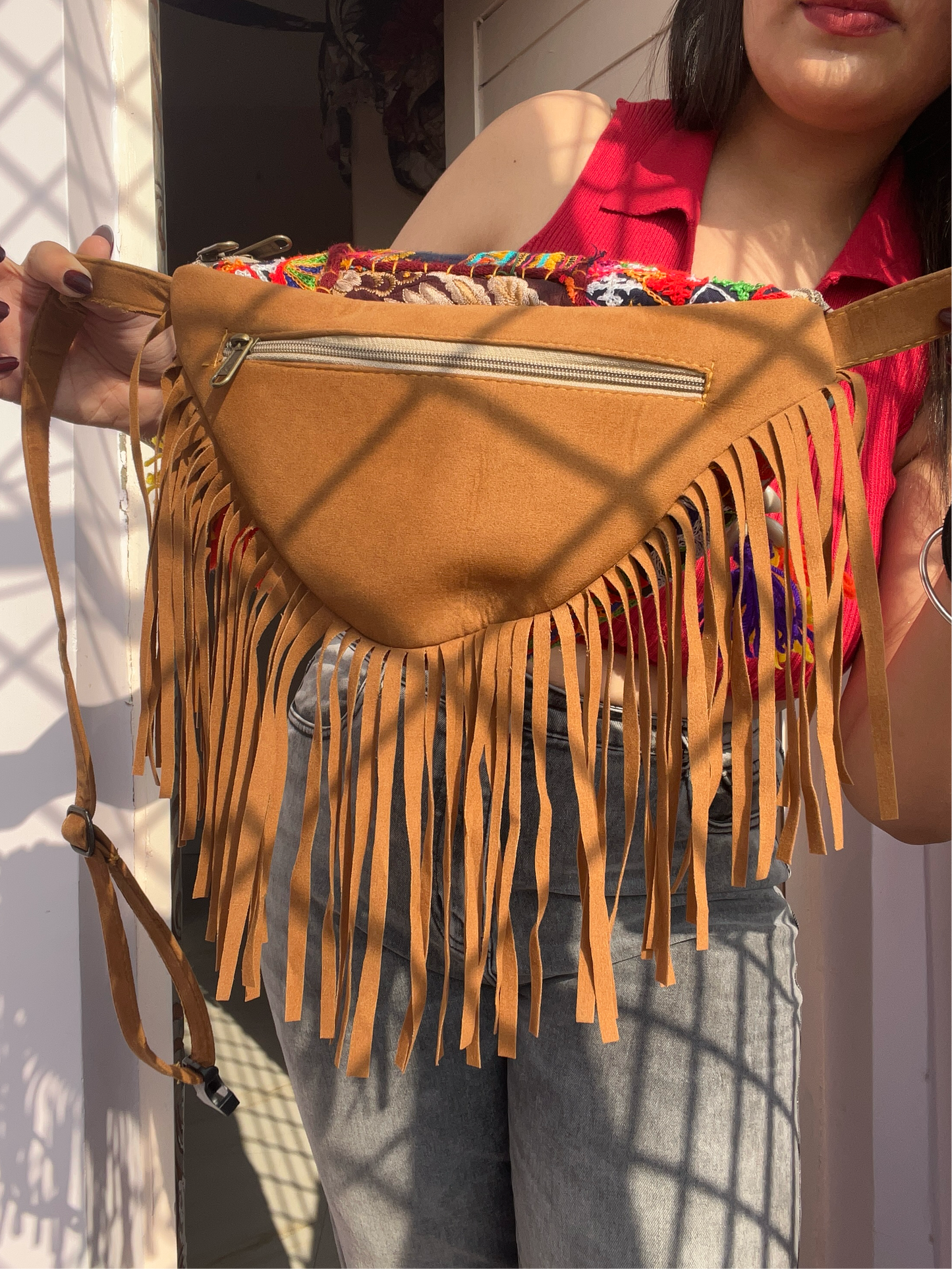 Chand Mirror work waist Bag 🌙