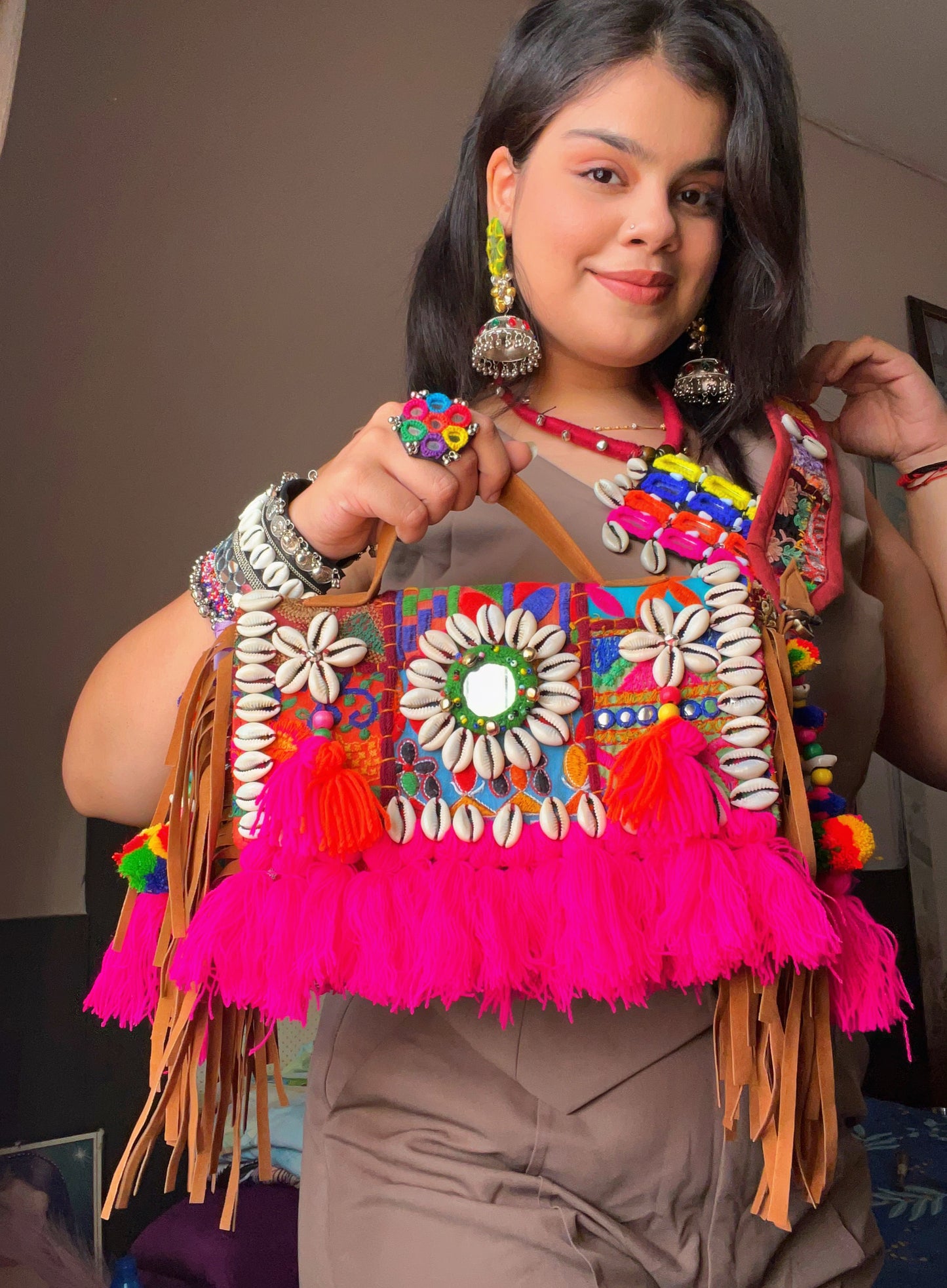 Kriti - Pink Ruffle Sling bag 😍