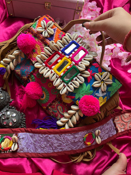 Rangisariya - Multi  Colored Real Mirror Boho bag