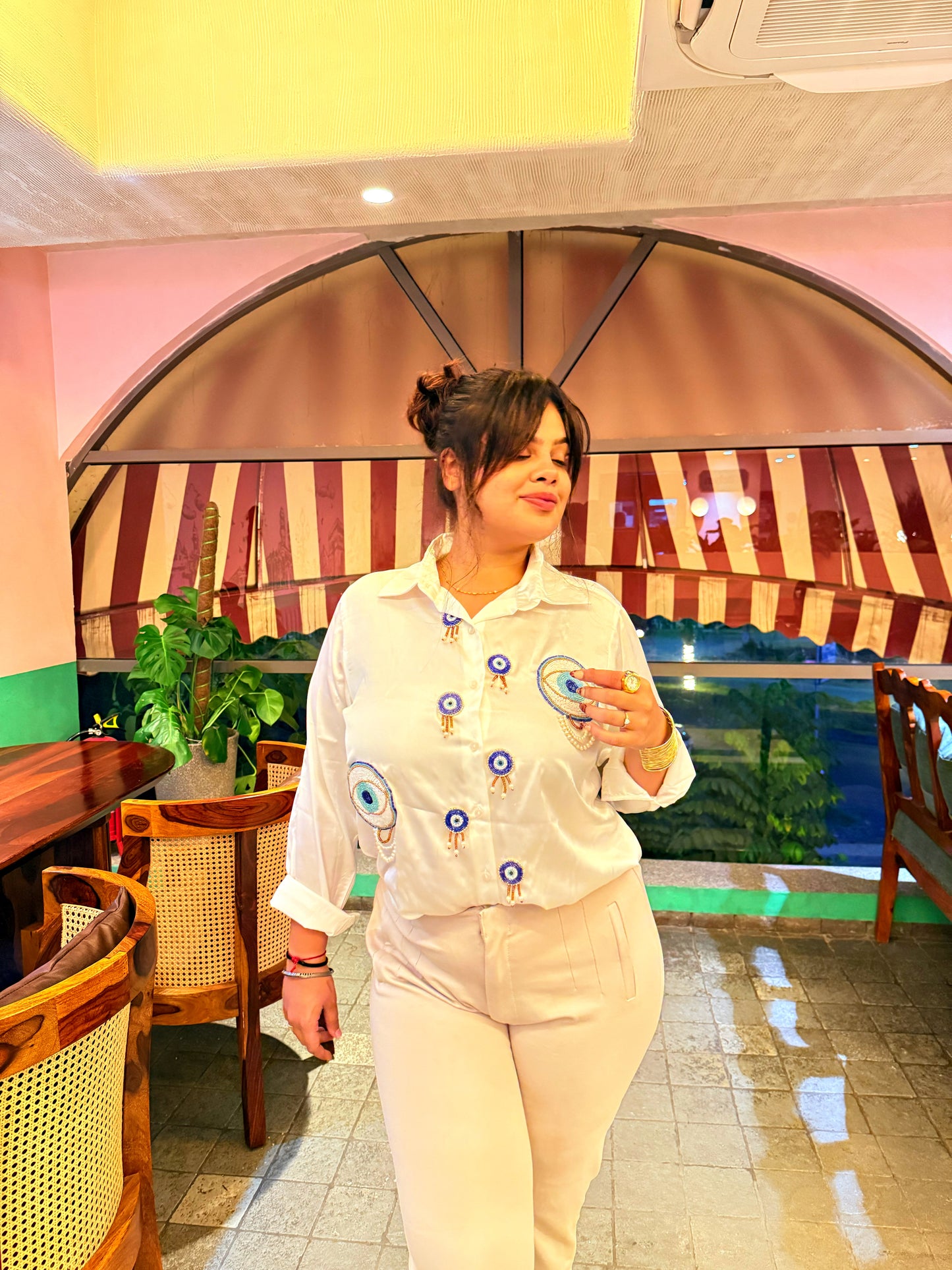 NO NAZAR - EVIL EYE ELEGANZA BEADED SHIRT 🧿🪬