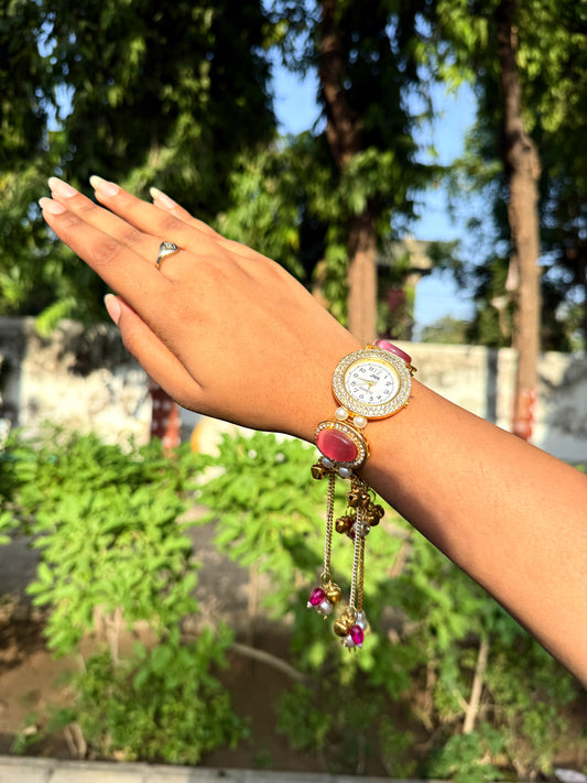 ALINA- Pink monalisa stone watch