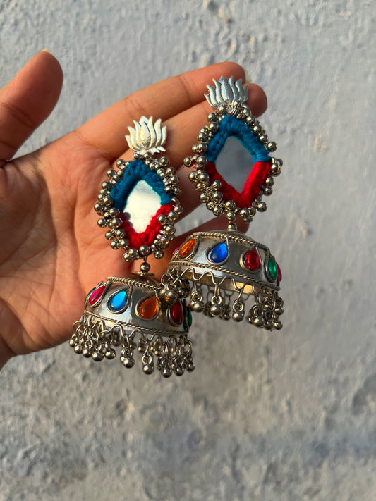 AMREEZ - Real mirror work jhumka earrings ✨