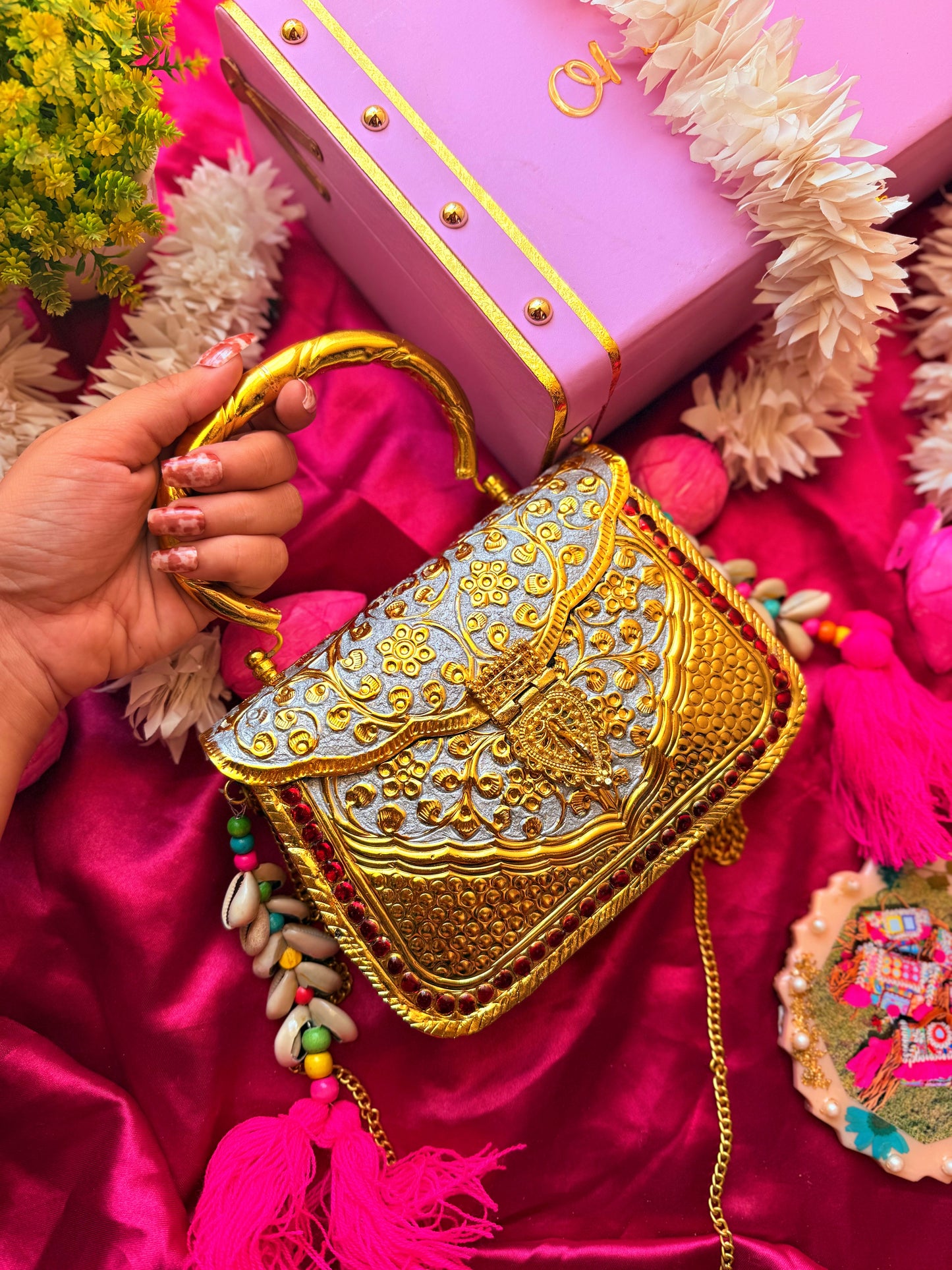 REVAZAT - Festive Clutch with Real Shell tassel ✨