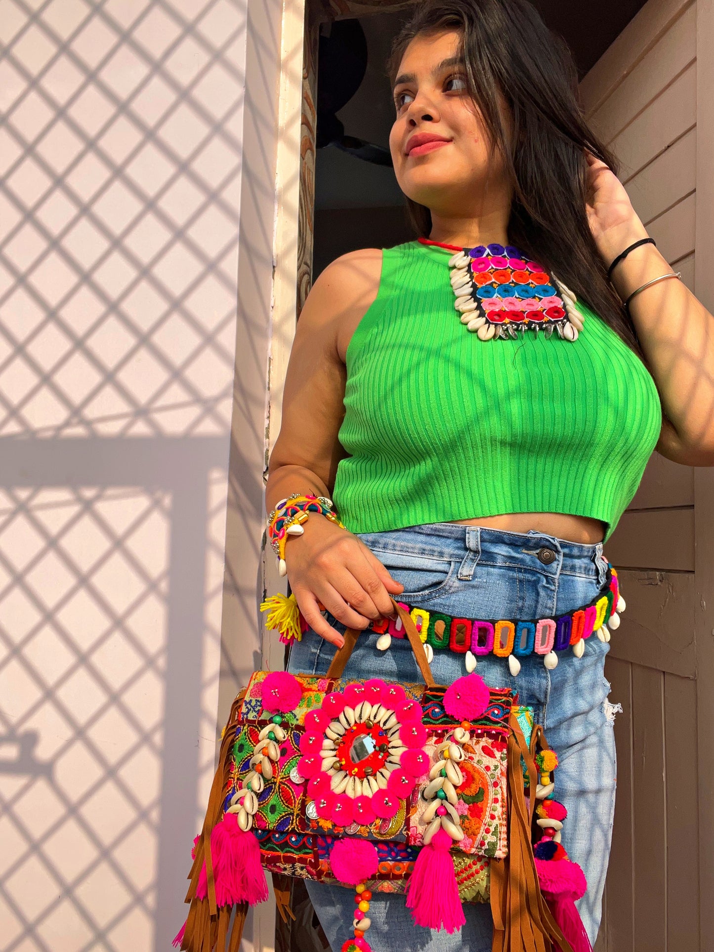 Aisha Mirror work waist belt