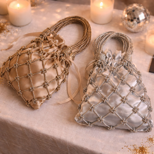 RHINESTONE BAG✨ WITH DETACHABLE SATIN POTLI