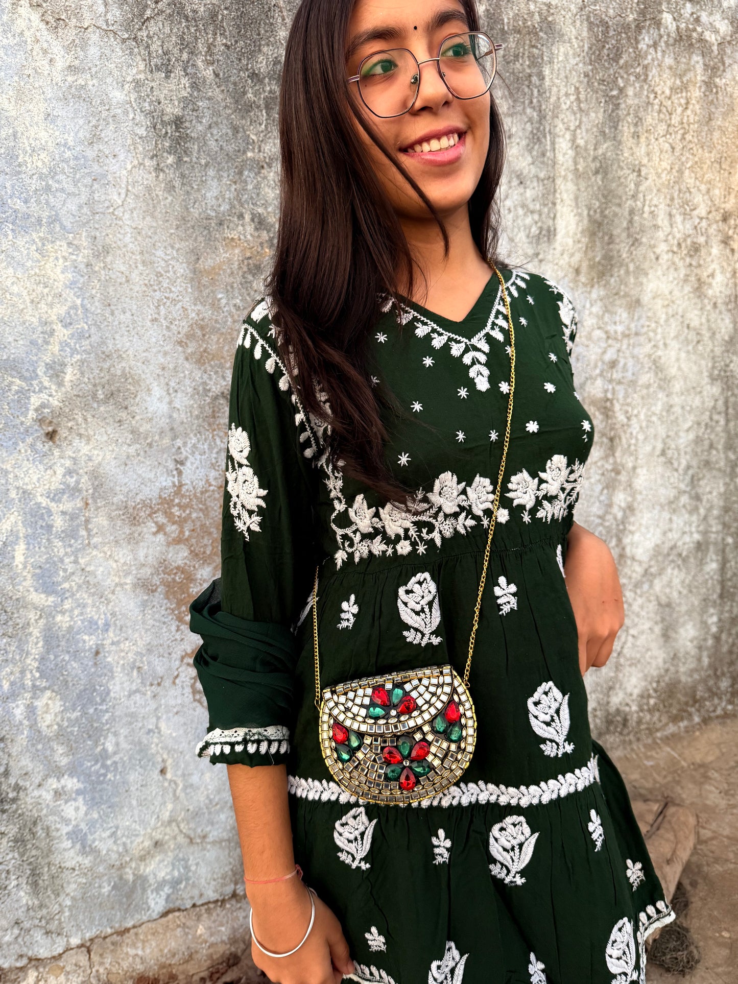 MEHMOONAH- mini stone bag with sling