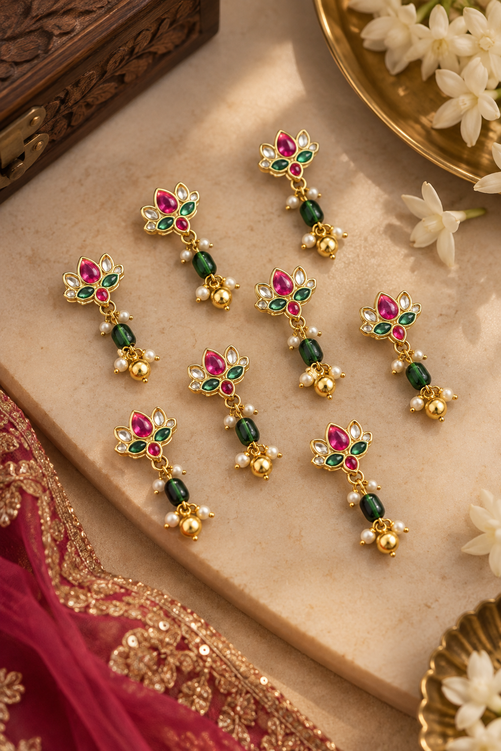Lotus kundan pins (set of 8)