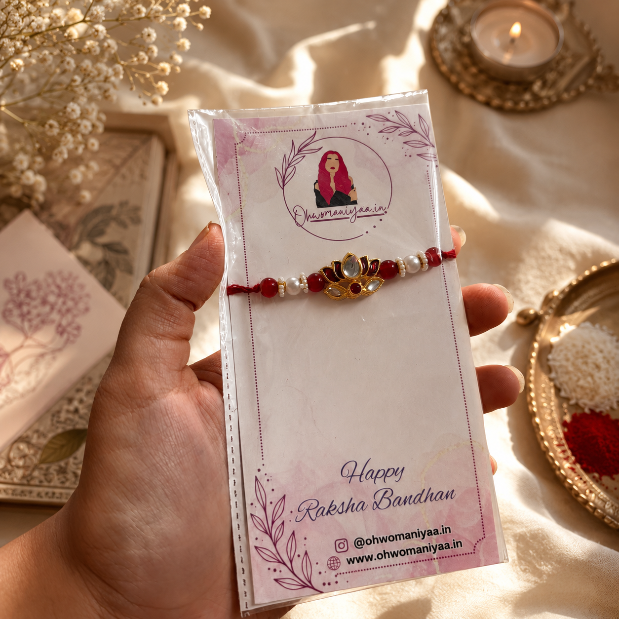 Red lotus rakhi