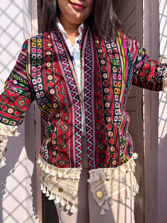 BOHO DRAPE JACKET - MAROON MOSIAC ♥️🥀