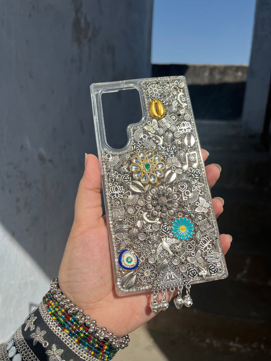 MAYRA - Silver Charm phone cover / case with free sling ( mention model in notes or whatsapp )