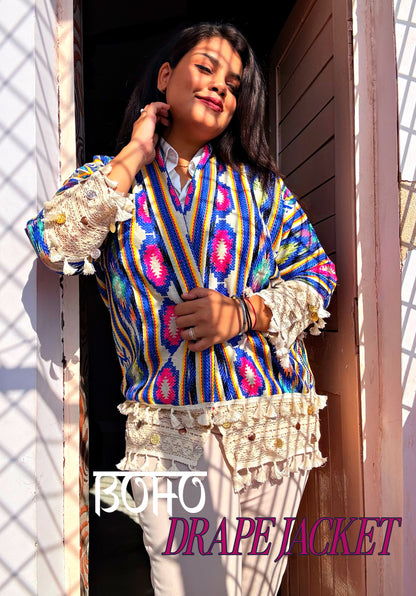BOHO DRAPE JACKET - JAIPUR SKY 🦩
