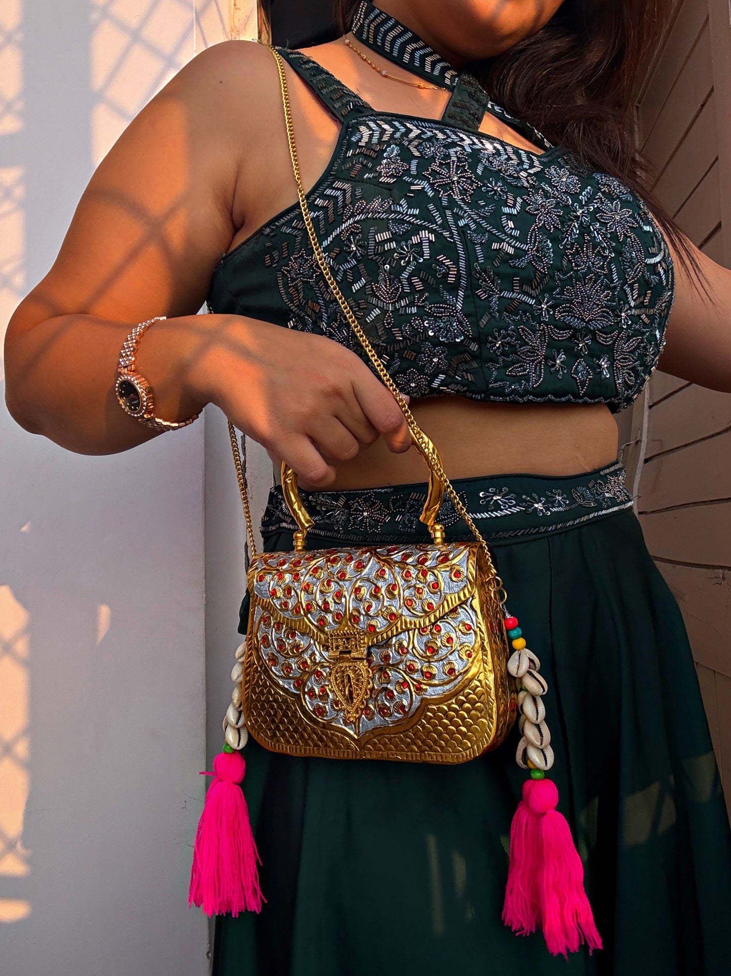 REVAZAT - Festive Clutch with Real Shell tassel ✨