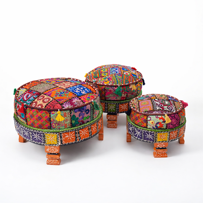 Mehfil Baithak – Handcrafted Patchwork Ottoman style Stool