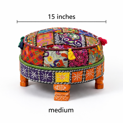 Mehfil Baithak – Handcrafted Patchwork Ottoman style Stool