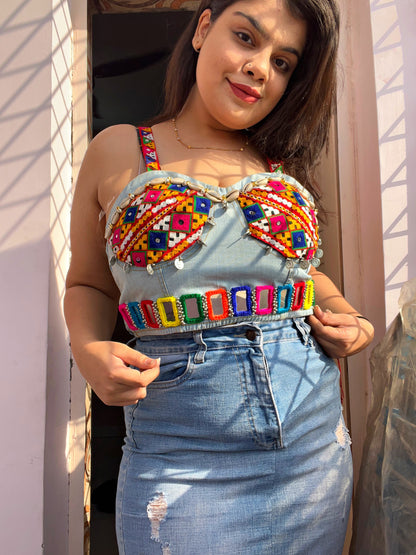 Boho Denim Bustier 🤌🏼✨