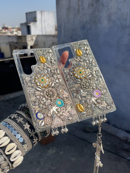 MAYRA - Silver Charm phone cover / case with free sling ( mention model in notes or whatsapp )