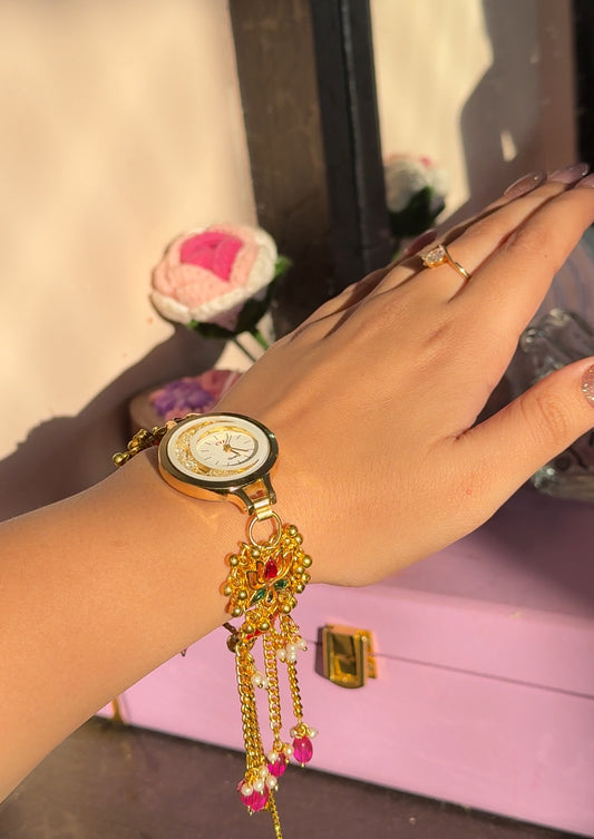 VAIDEHI LUXURY PACHI KUNDAN WATCH (Adjustable size)