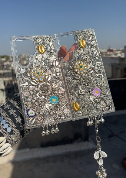 MAYRA - Silver Charm phone cover / case with free sling ( mention model in notes or whatsapp )