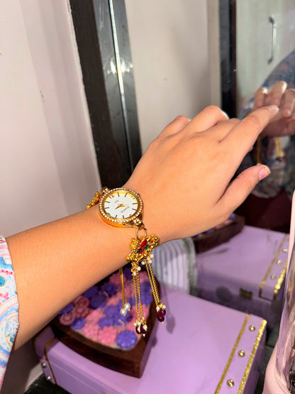 VAIDEHI LUXURY PACHI KUNDAN WATCH (Adjustable size)