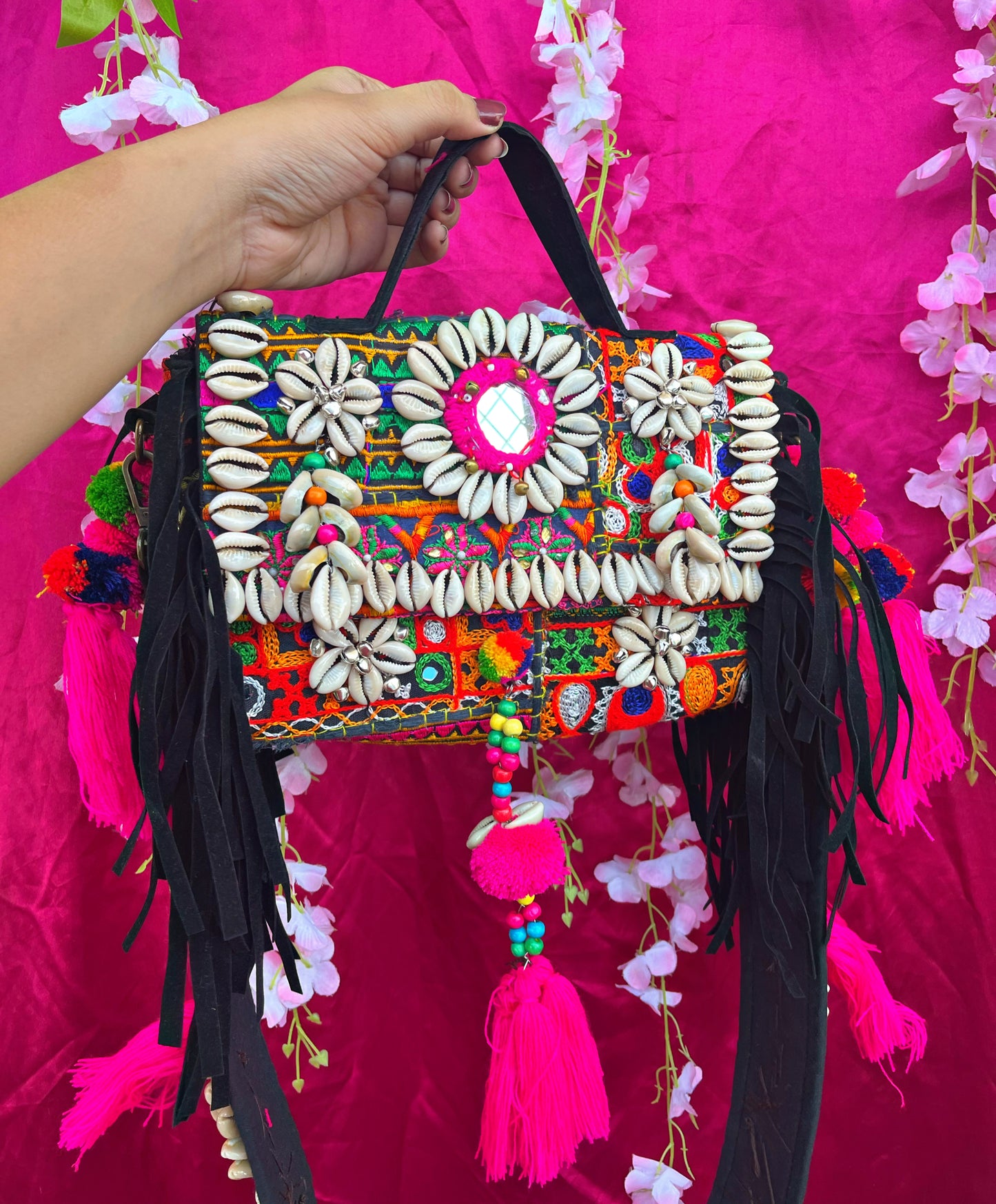 Nupoor Black boho bag