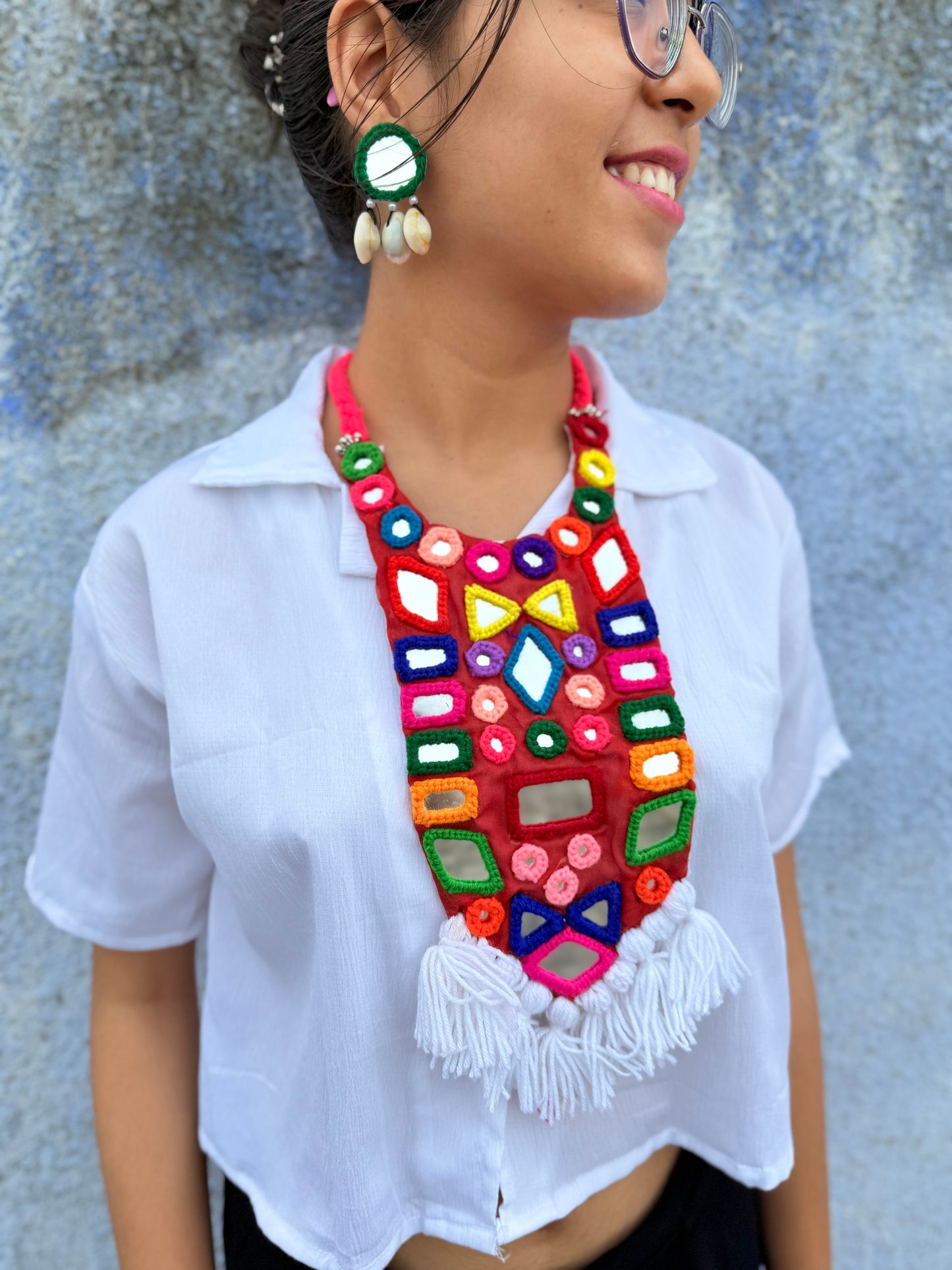 SHAILEE - Mirror work yok style Necklace ✨