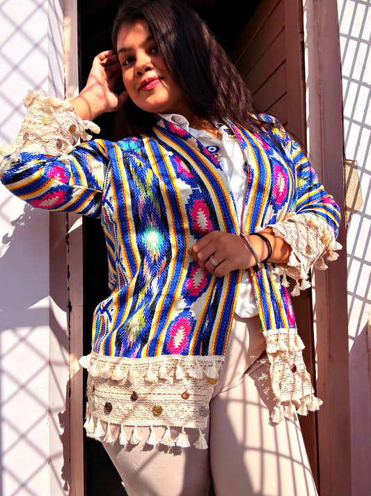 BOHO DRAPE JACKET - JAIPUR SKY 🦩