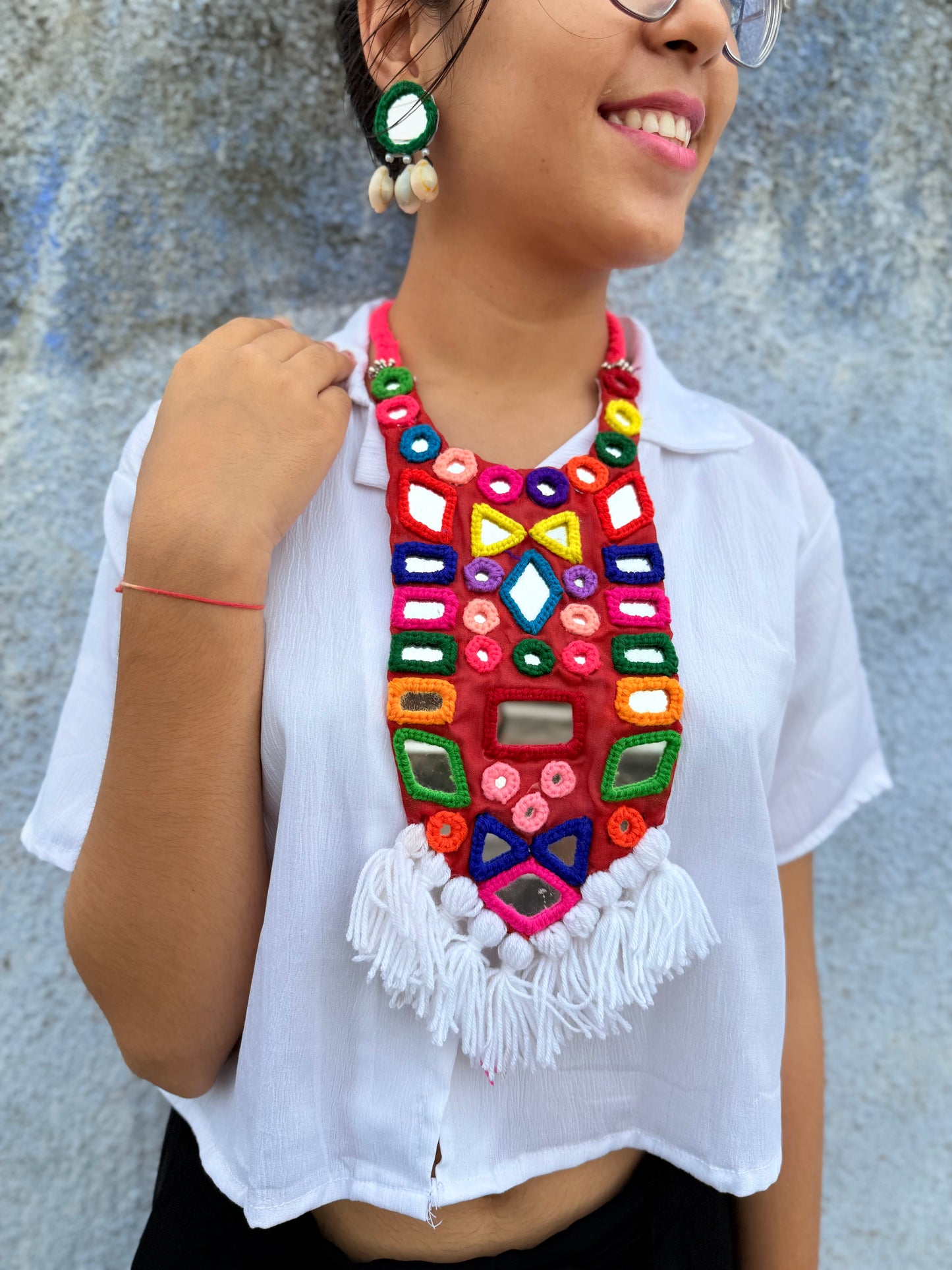 SHAILEE - Mirror work yok style Necklace ✨
