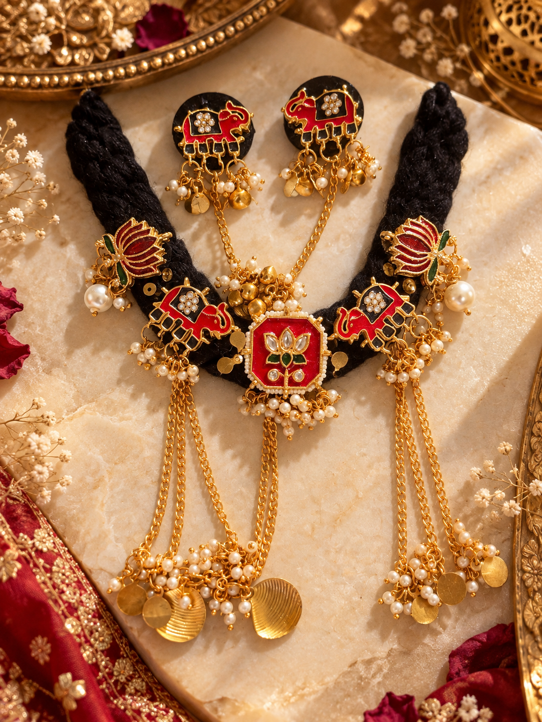 Kundanika necklace and earrings set