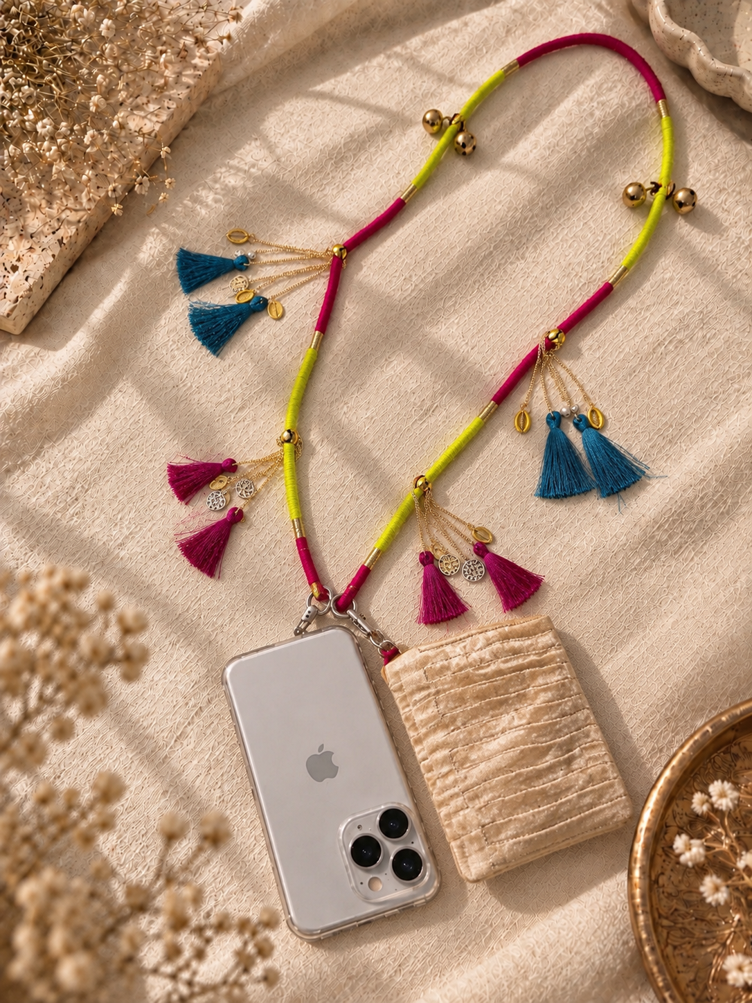 Gulabi Noor - phone sling with free pouch and lanyard