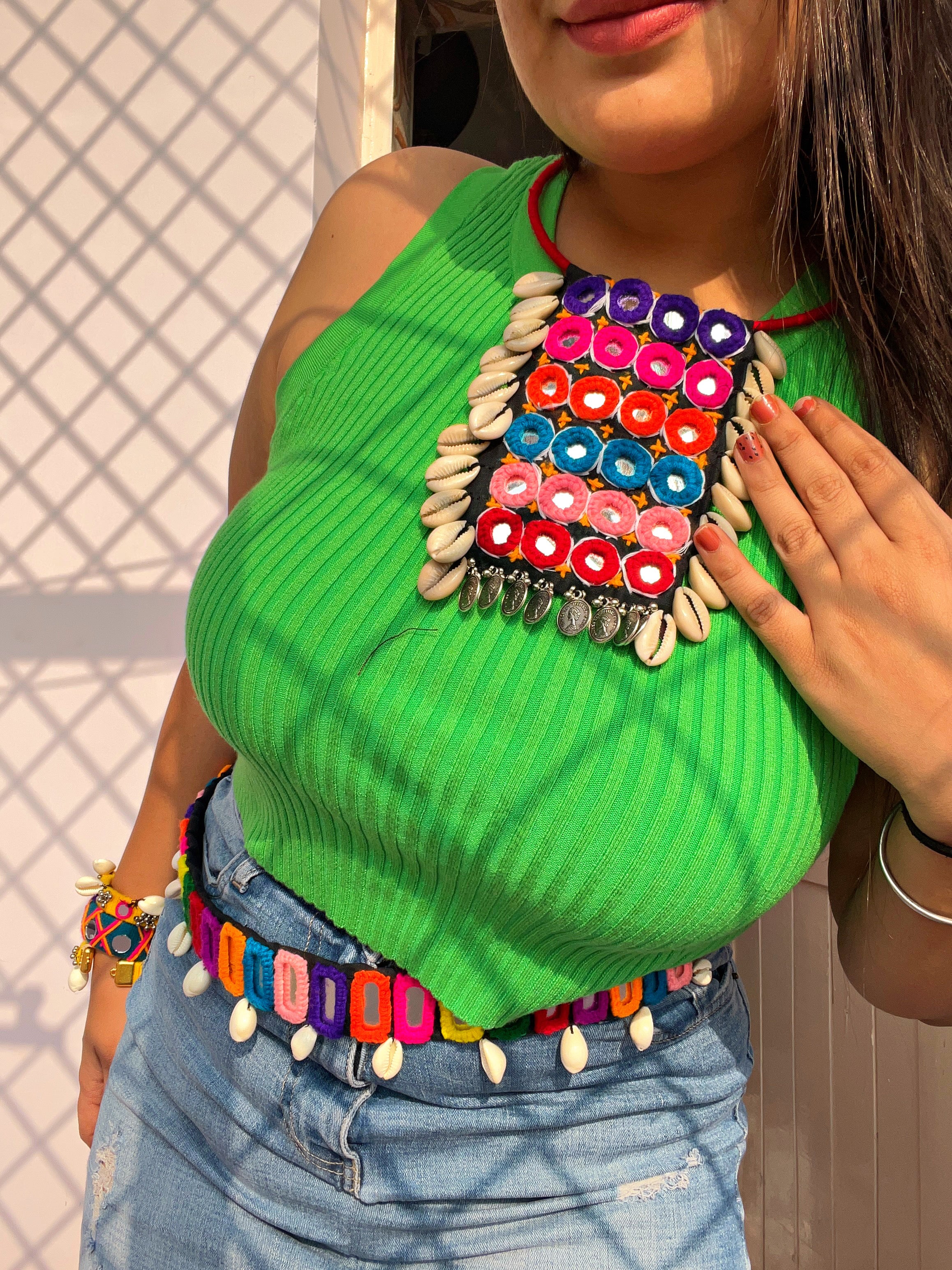 Aisha Mirror work waist belt