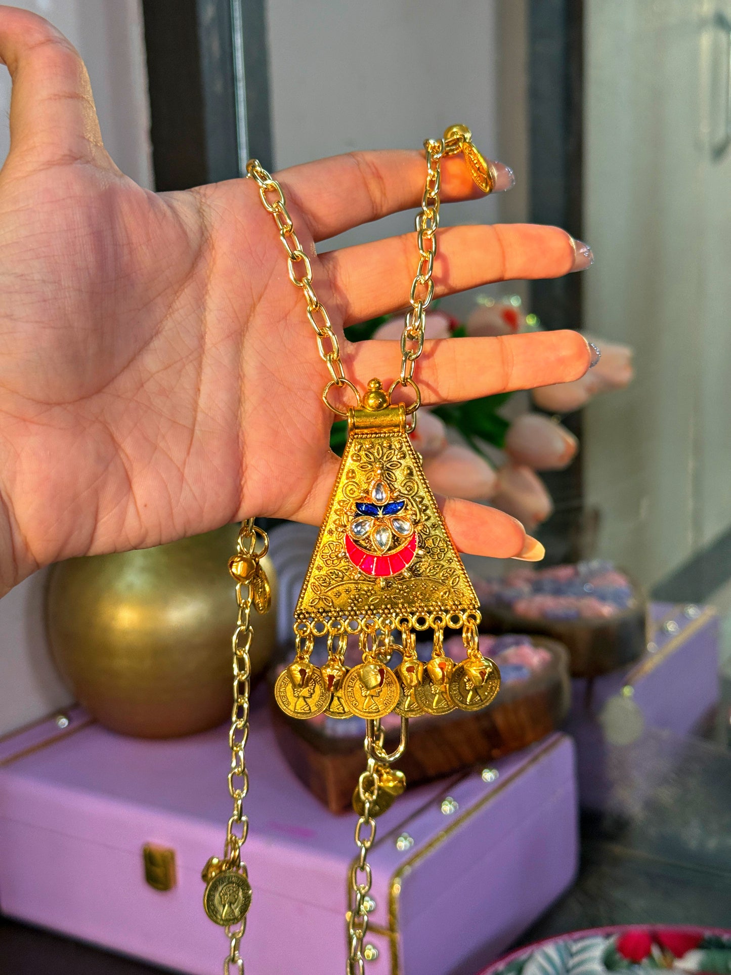Ethnic Phone Sling Strap - Golden
