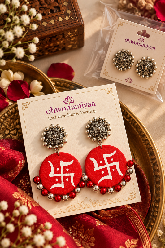 Swastik handpainted earrings