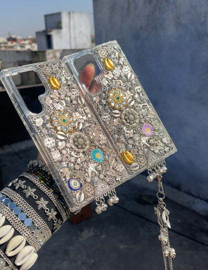 MAYRA - Silver Charm phone cover / case with free sling ( mention model in notes or whatsapp )