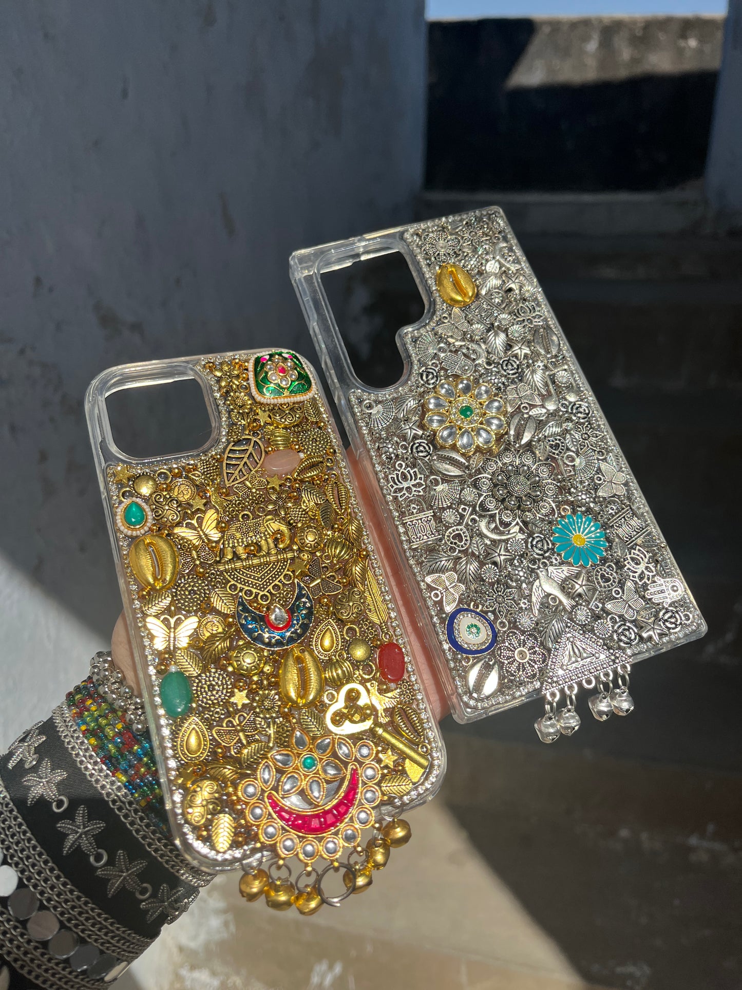 MAYRA - Silver Charm phone cover / case with free sling ( mention model in notes or whatsapp )