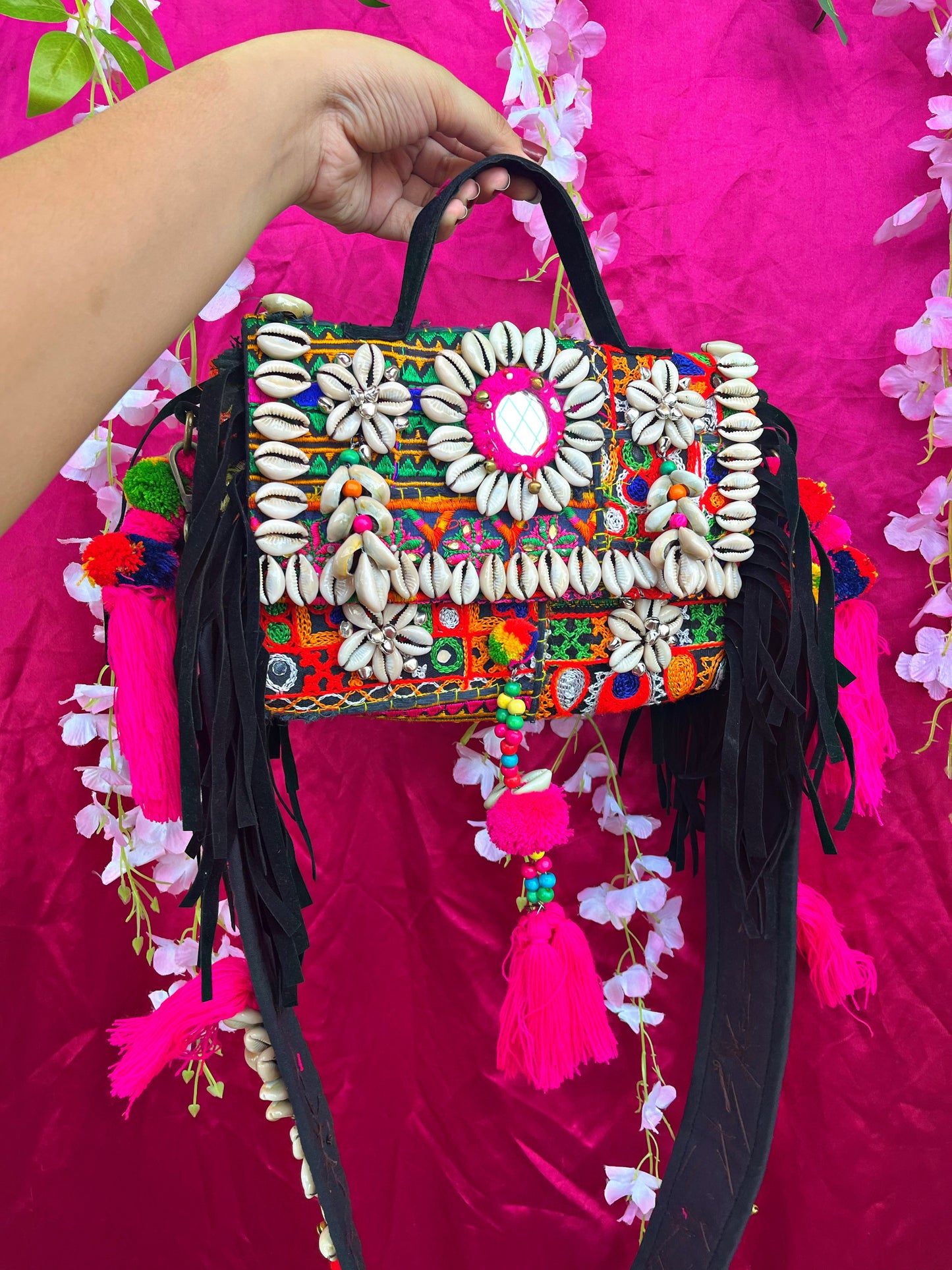 Nupoor Black boho bag