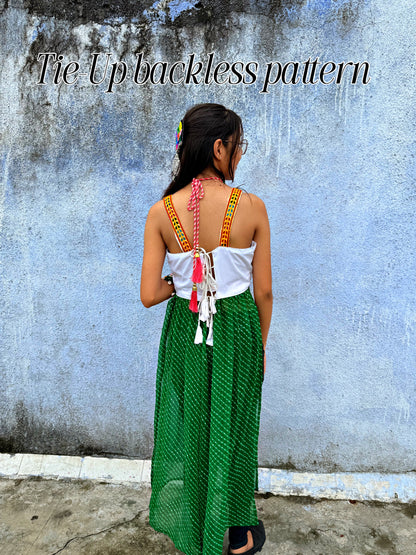 BOHO KUDDI - Strappy Criss Cross back kurti - GREEN 💚✨