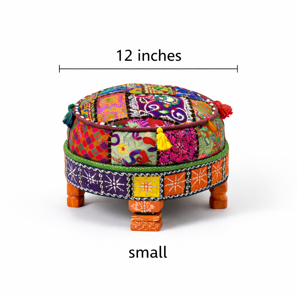 Mehfil Baithak – Handcrafted Patchwork Ottoman style Stool