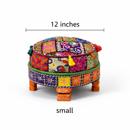 Mehfil Baithak – Handcrafted Patchwork Ottoman style Stool