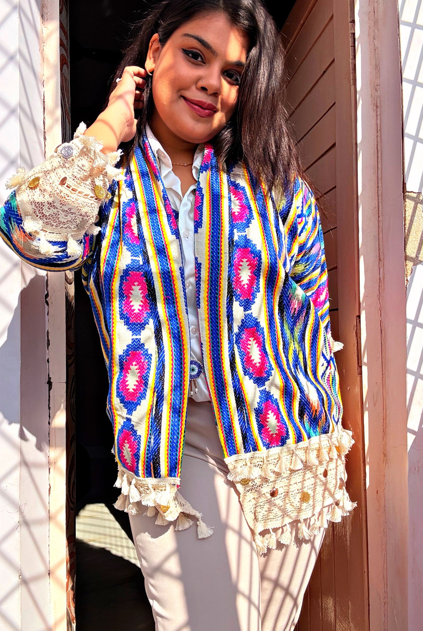 BOHO DRAPE JACKET - JAIPUR SKY 🦩