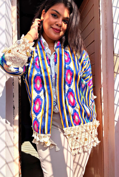 BOHO DRAPE JACKET - JAIPUR SKY 🦩