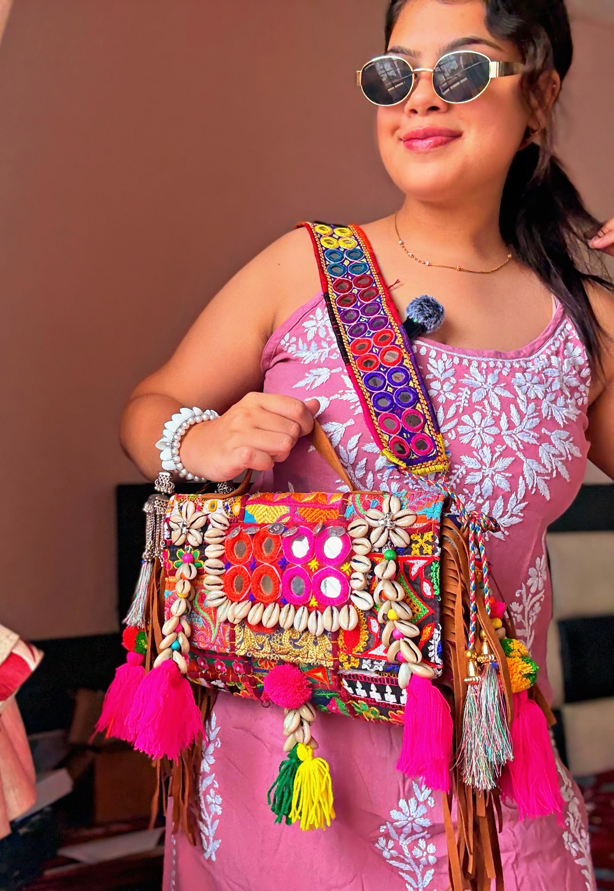 ANJANI BOHO BAG WITH FULLY HANDEMBROIDERED MIRROR WORK BELT ✨🪷