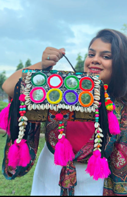 SITARA SAAZ BLACK ✨ BANJARA BOHO SLING BAG WITH BELT